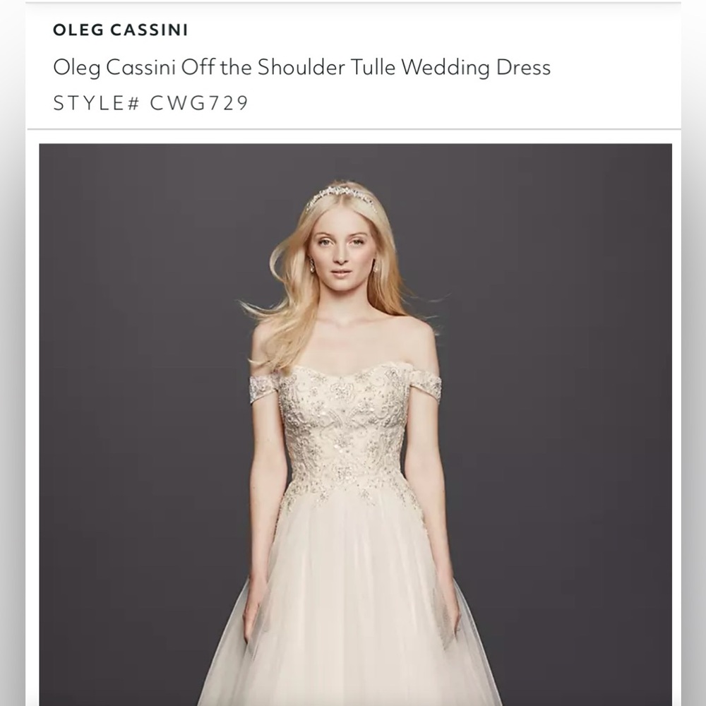 Oleg Cassini Off the Shoulder Tulle Wedding Dress